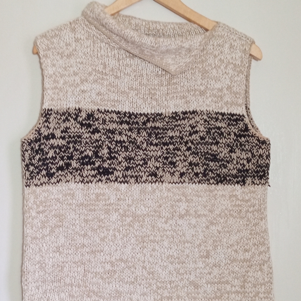 Pure Handknit 100% cotton sleeveless cowl neck sweater women's size M/L